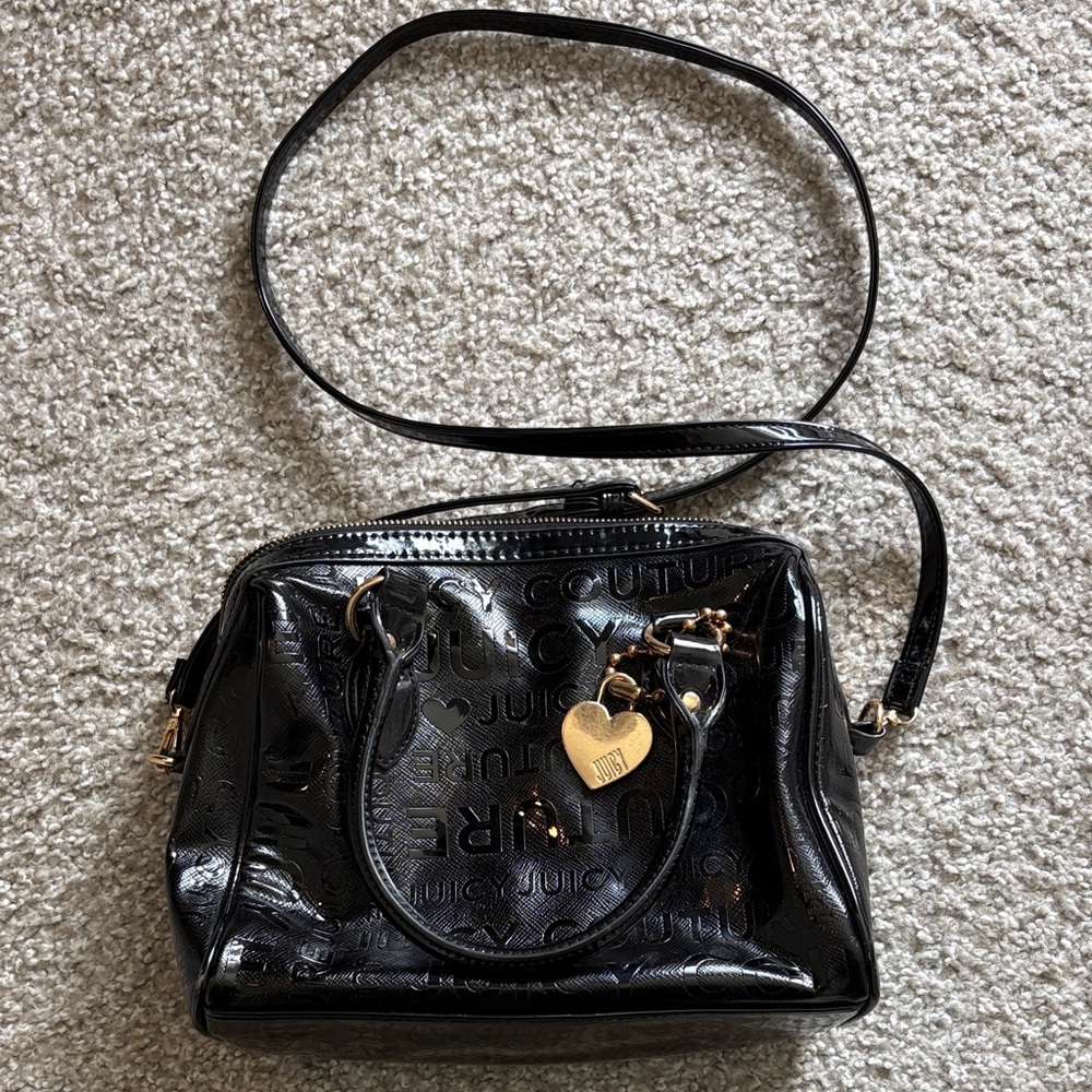 Juicy Couture Black Purse with Gold Heart Charm